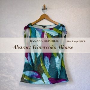 Banana Republic Abstract Watercolor Blouse Size Large NWT
